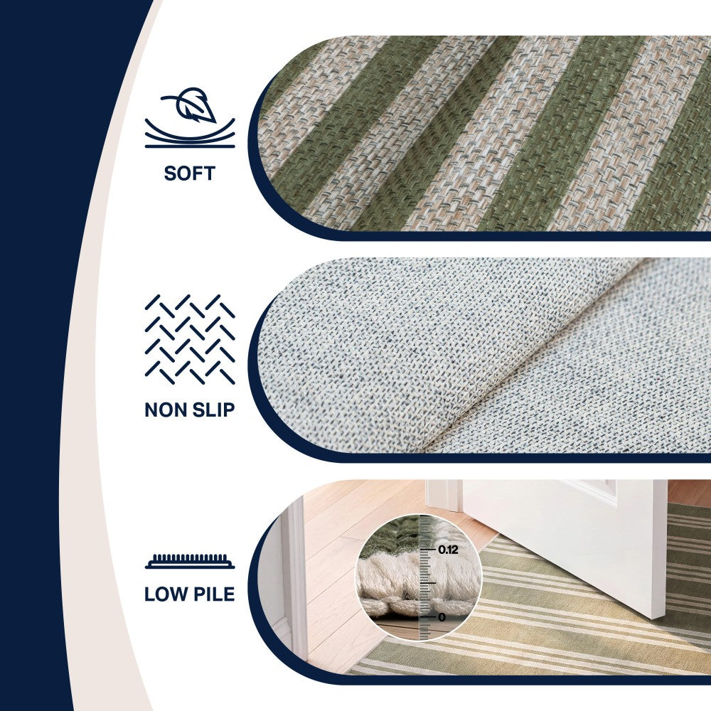 Misty Pinstripe Non-slip Machine-washable Area Rug