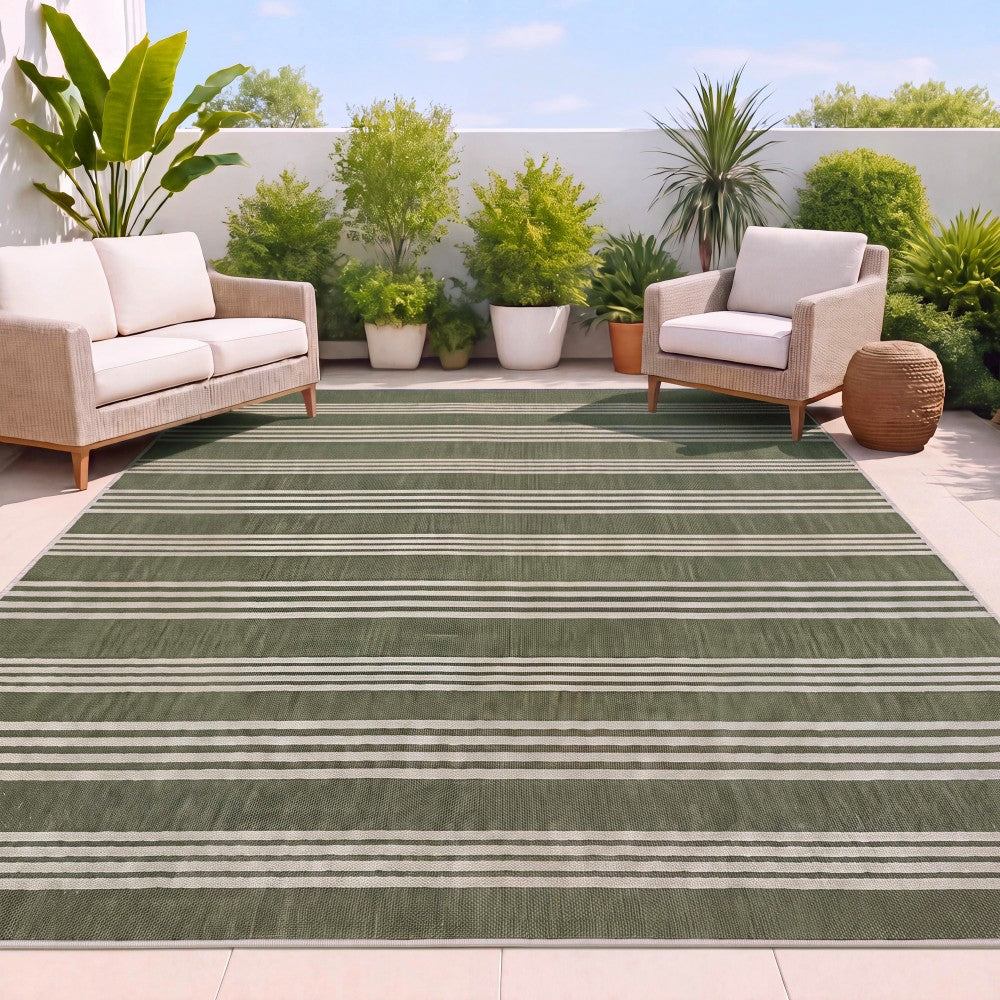 Misty Pinstripe Non-slip Machine-washable Area Rug