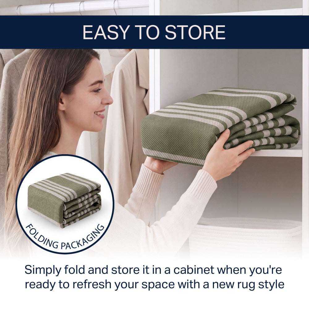 Misty Pinstripe Non-slip Machine-washable Area Rug