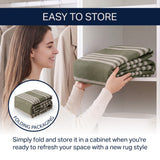 Misty Pinstripe Non-slip Machine-washable Area Rug