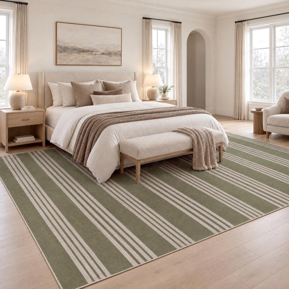 Misty Pinstripe Non-slip Machine-washable Area Rug
