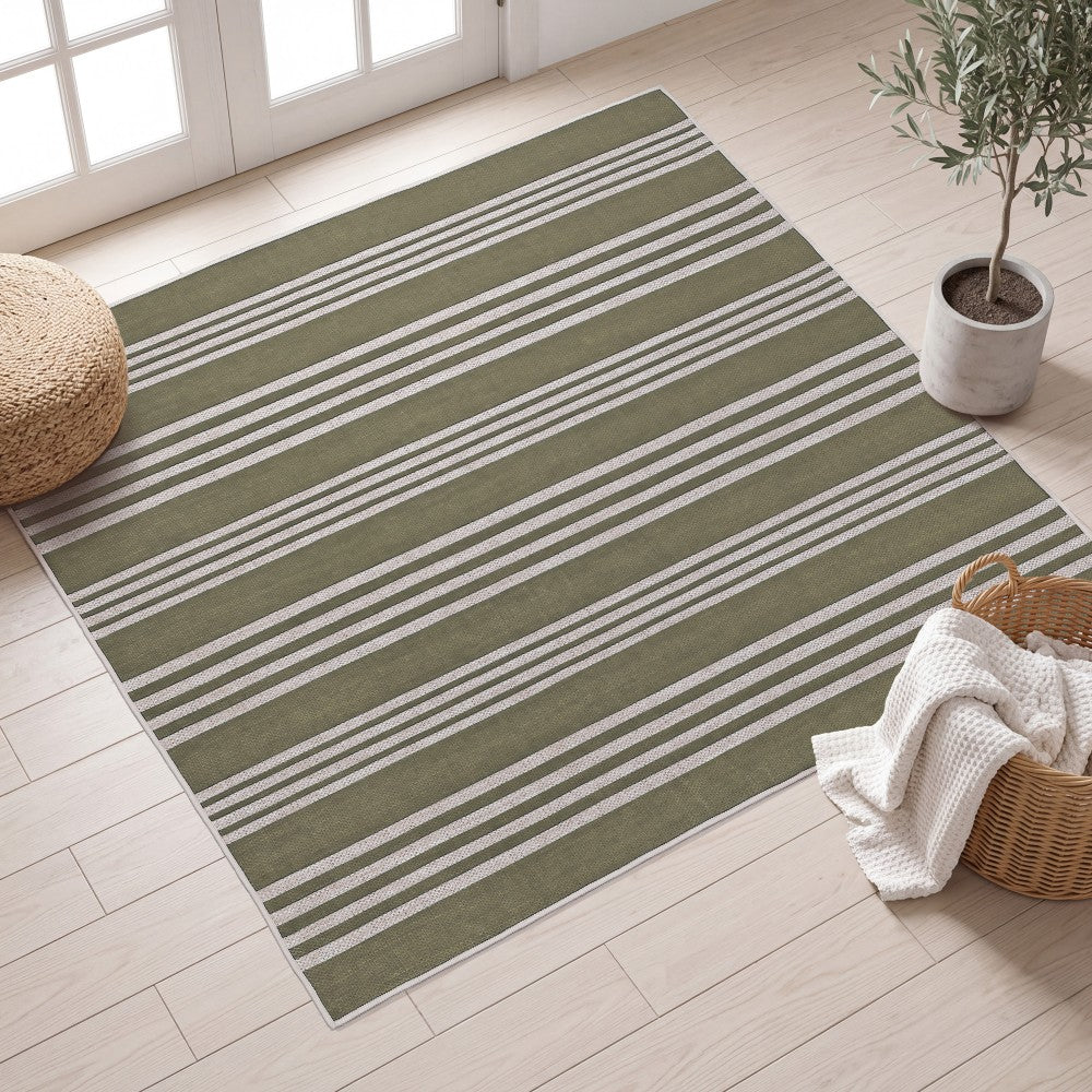 Misty Pinstripe Non-slip Machine-washable Area Rug