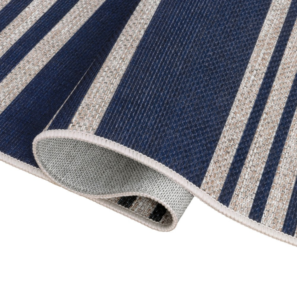 Misty Pinstripe Non-slip Machine-washable Area Rug