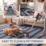 Misty Pinstripe Non-slip Machine-washable Area Rug