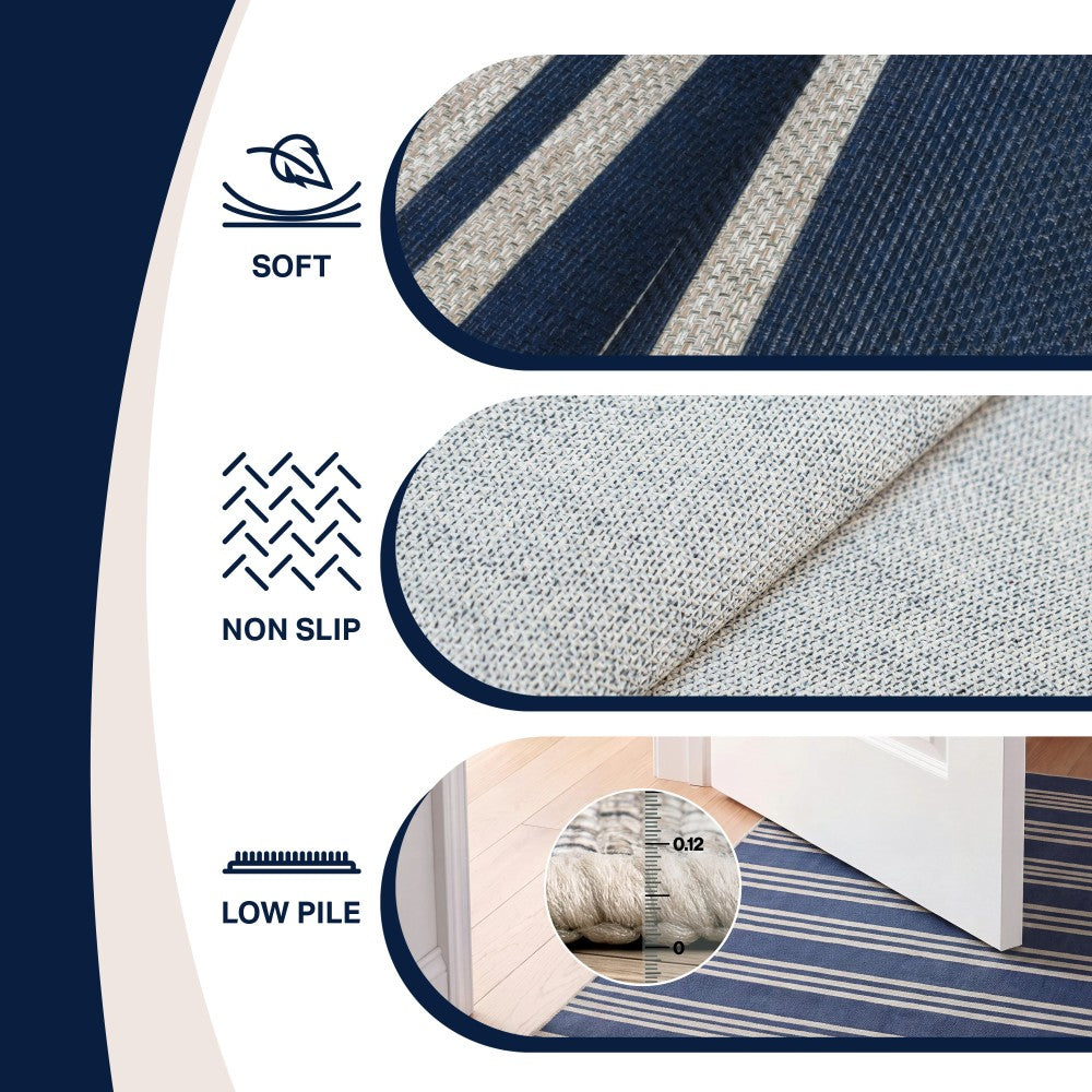 Misty Pinstripe Non-slip Machine-washable Area Rug