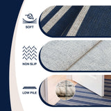Misty Pinstripe Non-slip Machine-washable Area Rug