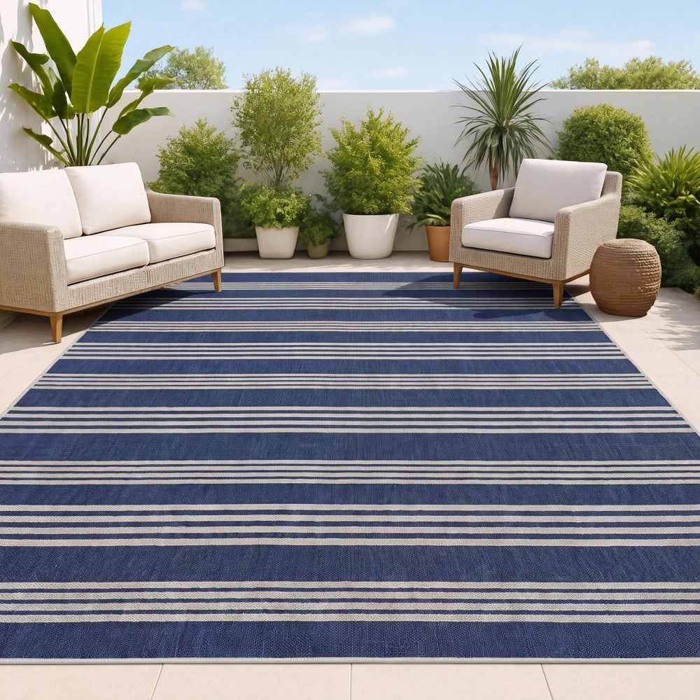 Misty Pinstripe Non-slip Machine-washable Area Rug