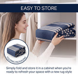 Misty Pinstripe Non-slip Machine-washable Area Rug