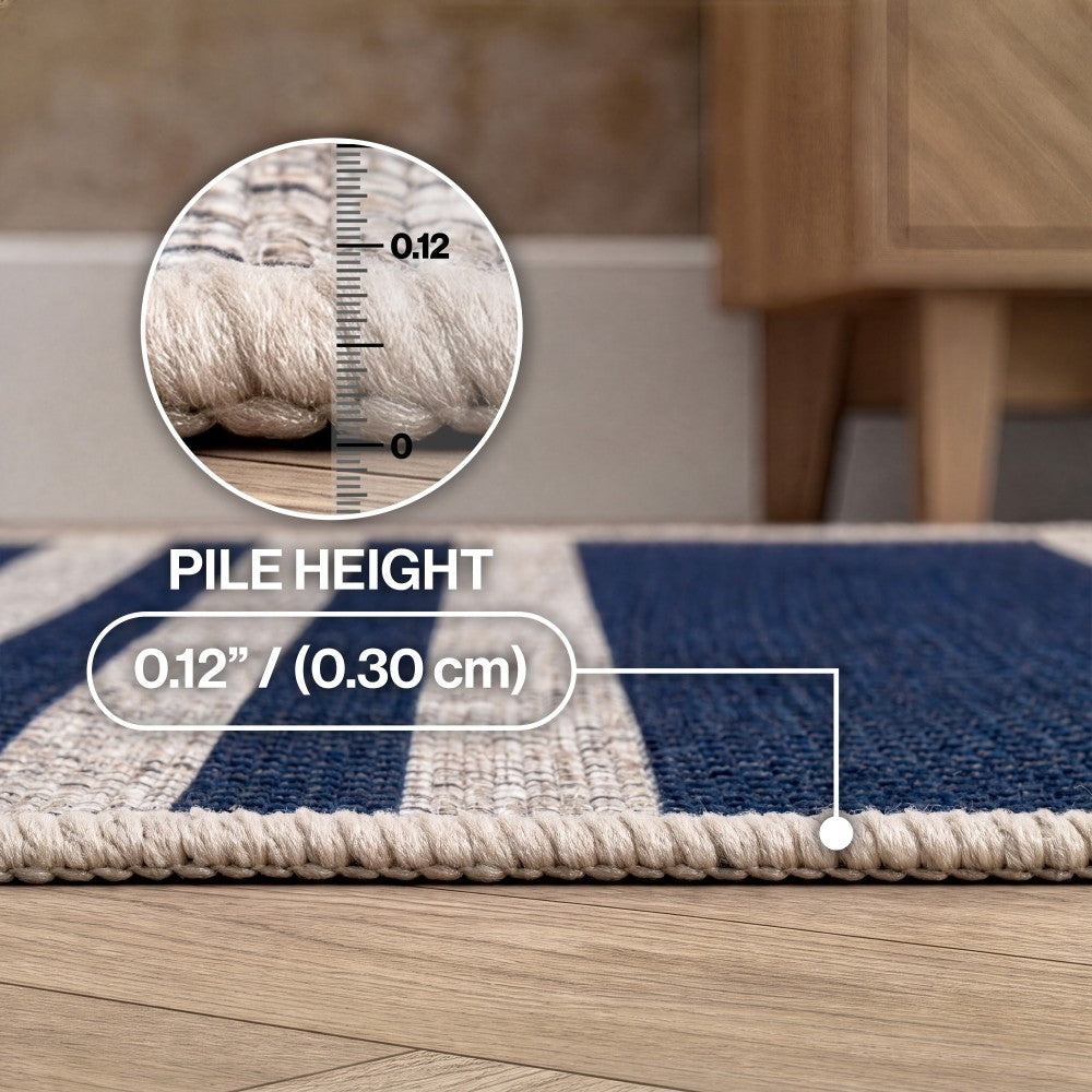 Misty Pinstripe Non-slip Machine-washable Area Rug