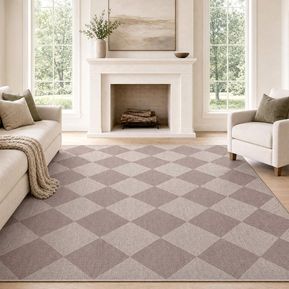 Everly Diamond Non-slip Machine-washable Area Rug
