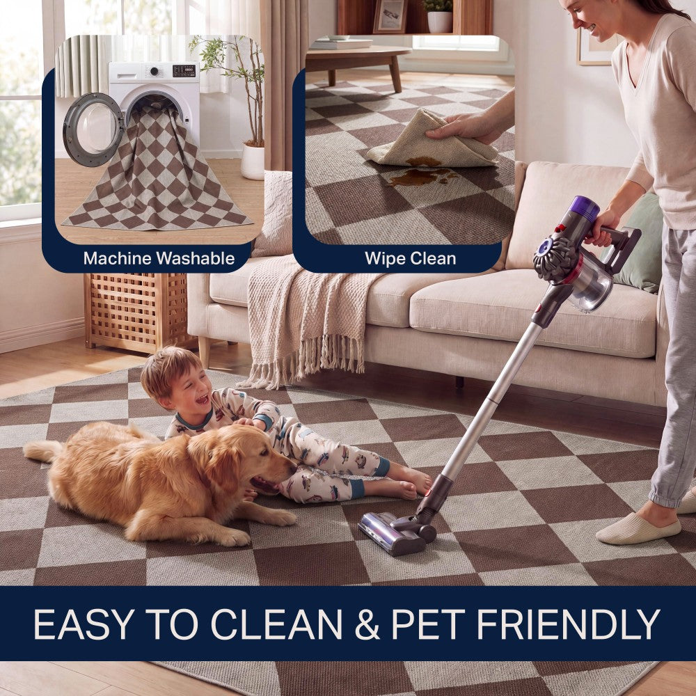 Everly Diamond Non-slip Machine-washable Area Rug
