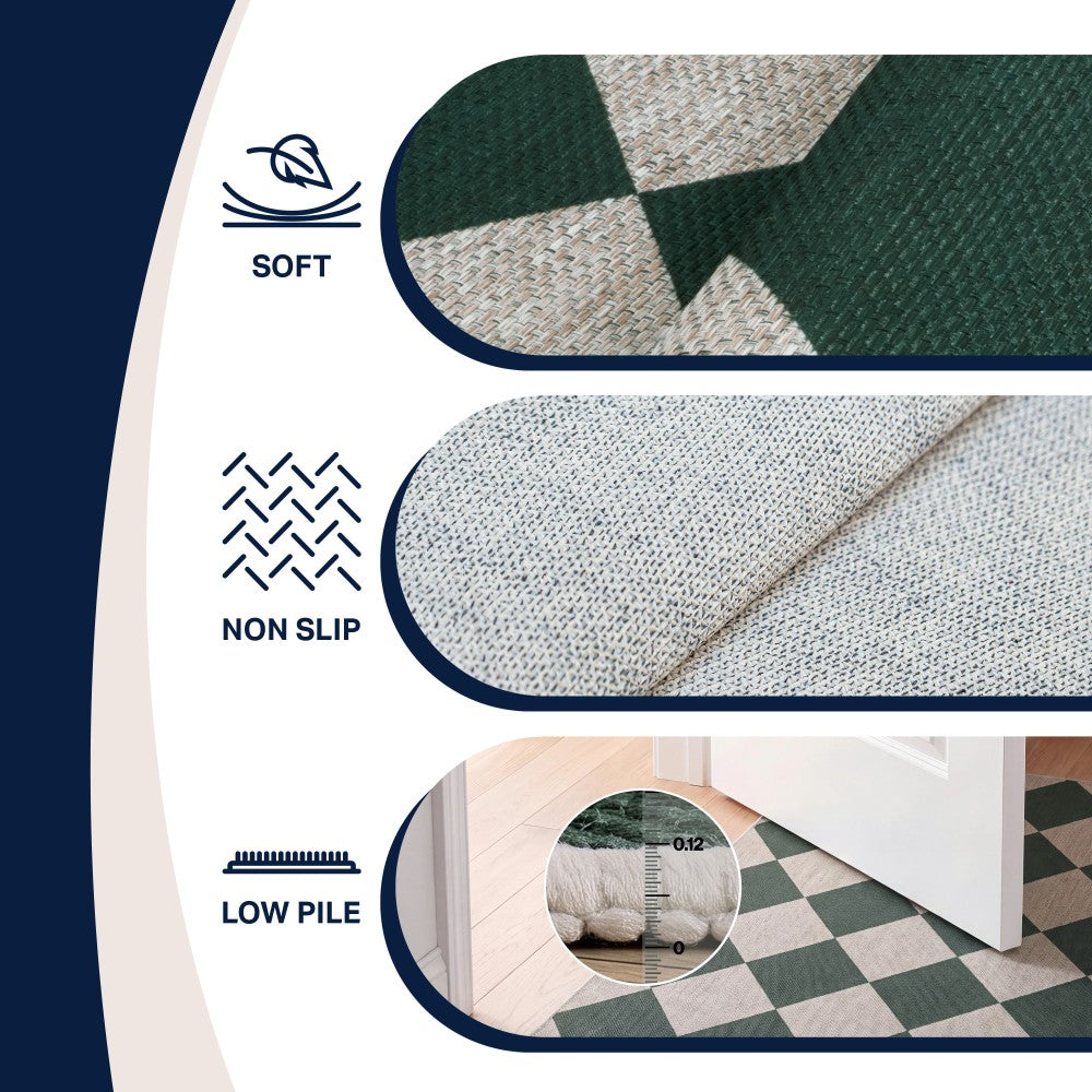 Everly Diamond Non-slip Machine-washable Area Rug
