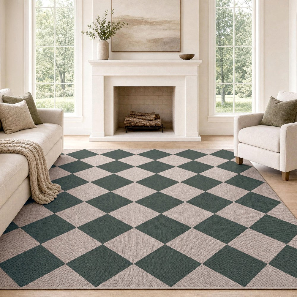 Everly Diamond Non-slip Machine-washable Area Rug