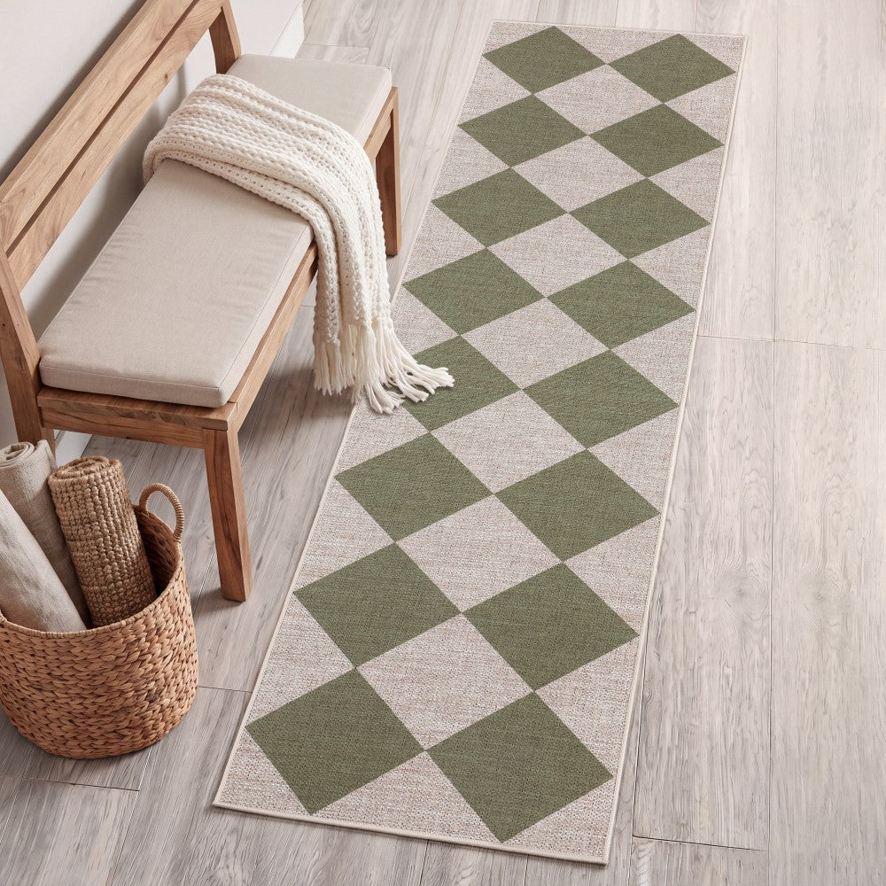 Everly Diamond Non-slip Machine-washable Area Rug