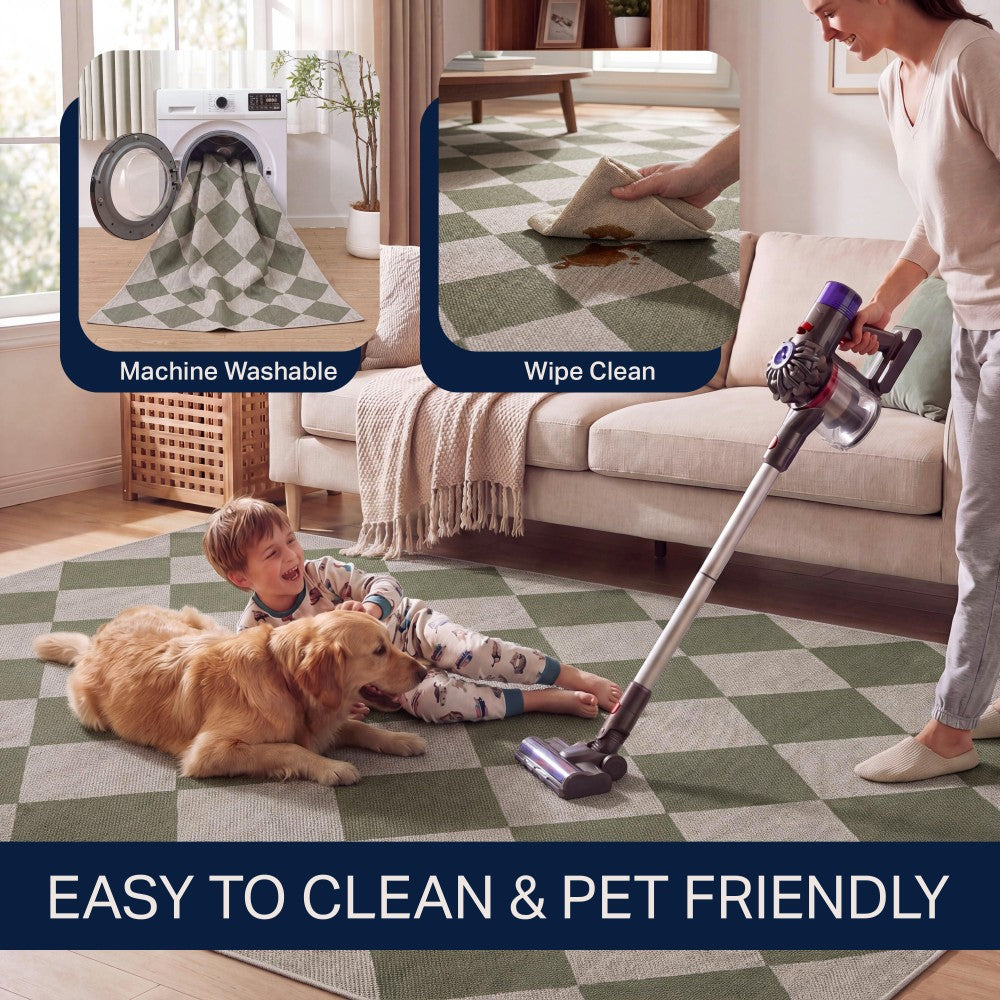 Everly Diamond Non-slip Machine-washable Area Rug