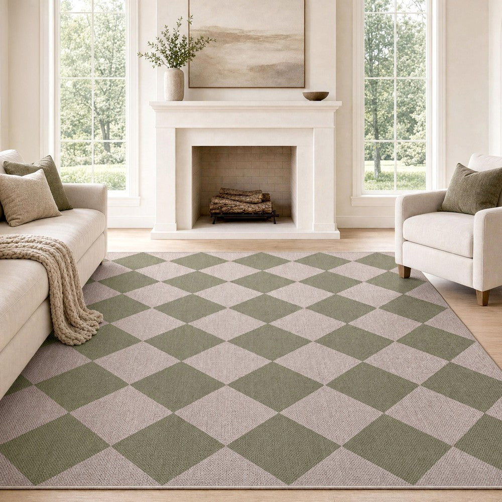 Everly Diamond Non-slip Machine-washable Area Rug