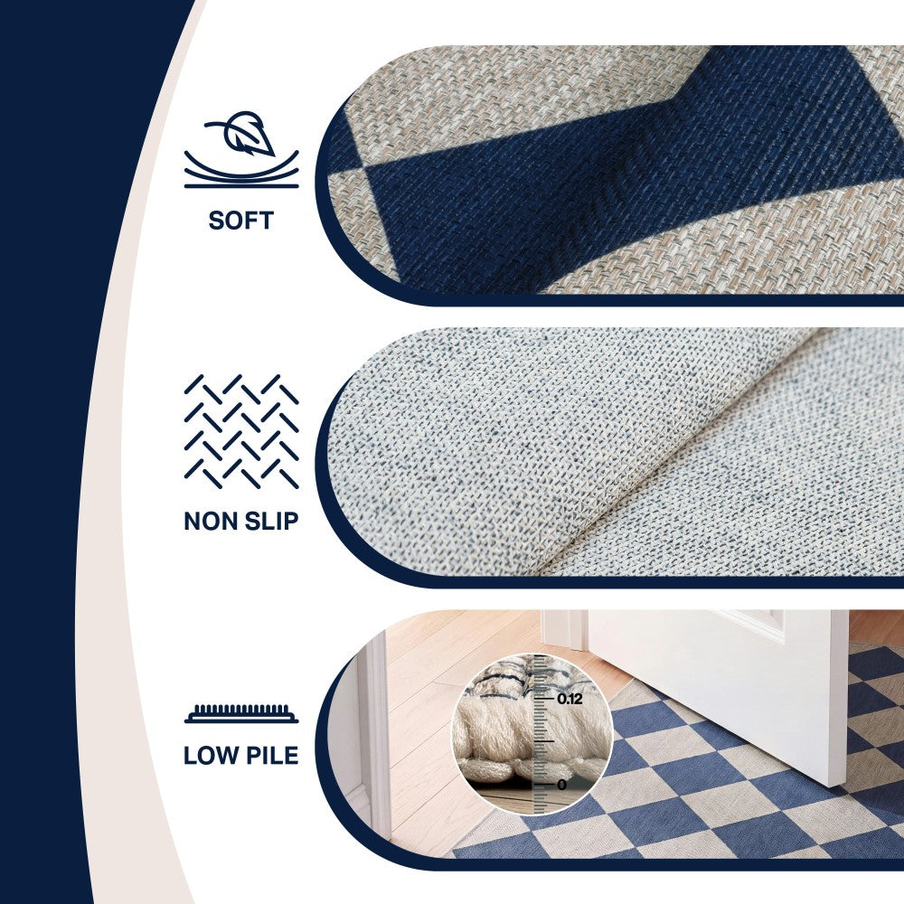 Everly Diamond Non-slip Machine-washable Area Rug