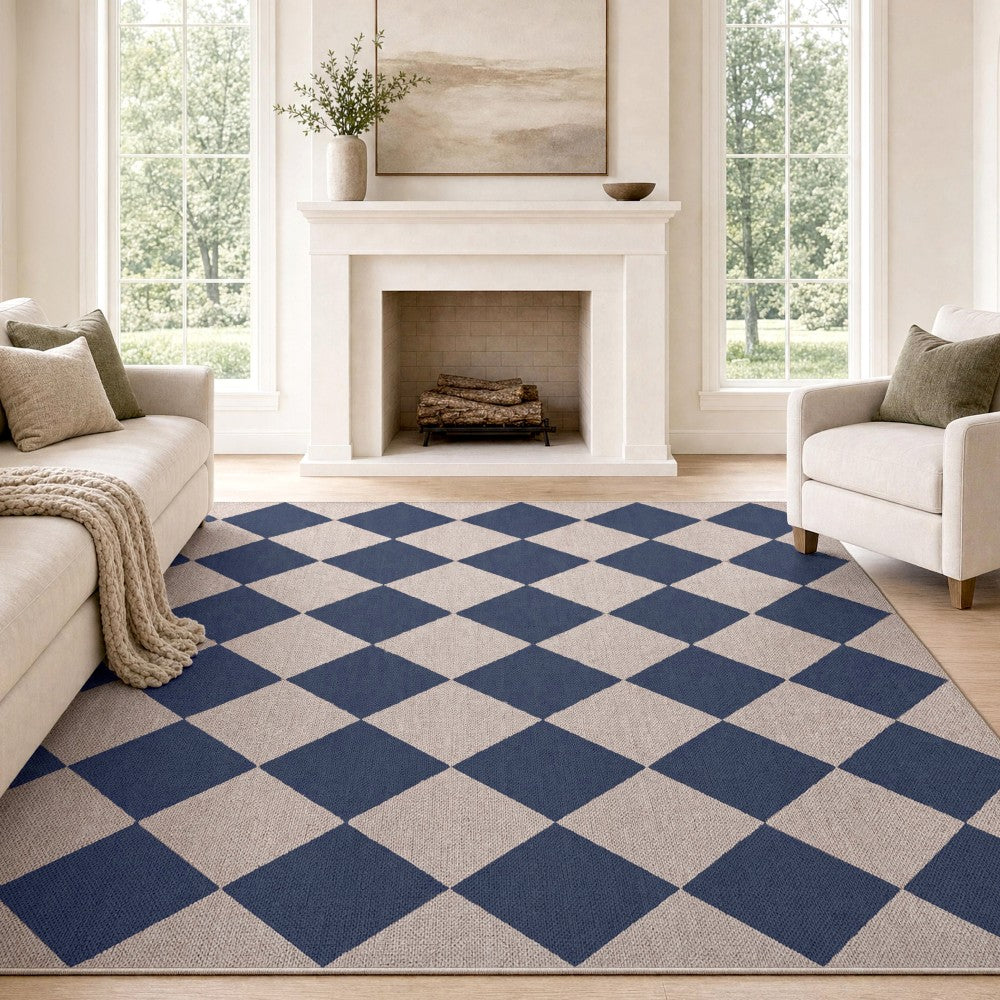Everly Diamond Non-slip Machine-washable Area Rug