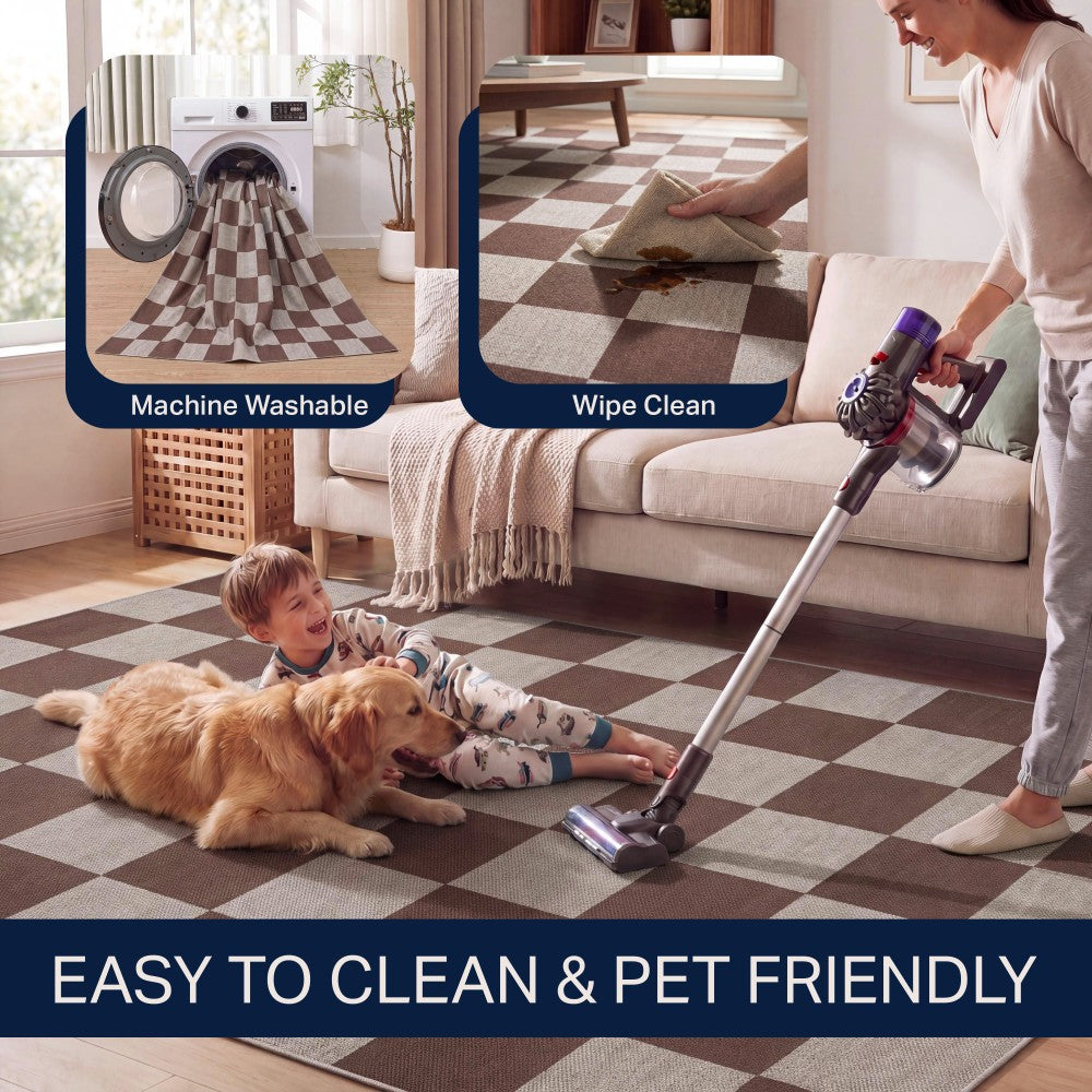 Spring Checkerboard Non-slip Machine-washable Area Rug