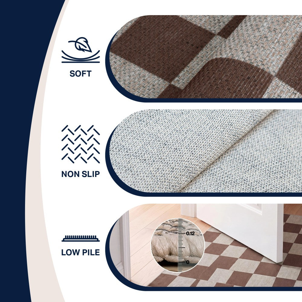 Spring Checkerboard Non-slip Machine-washable Area Rug