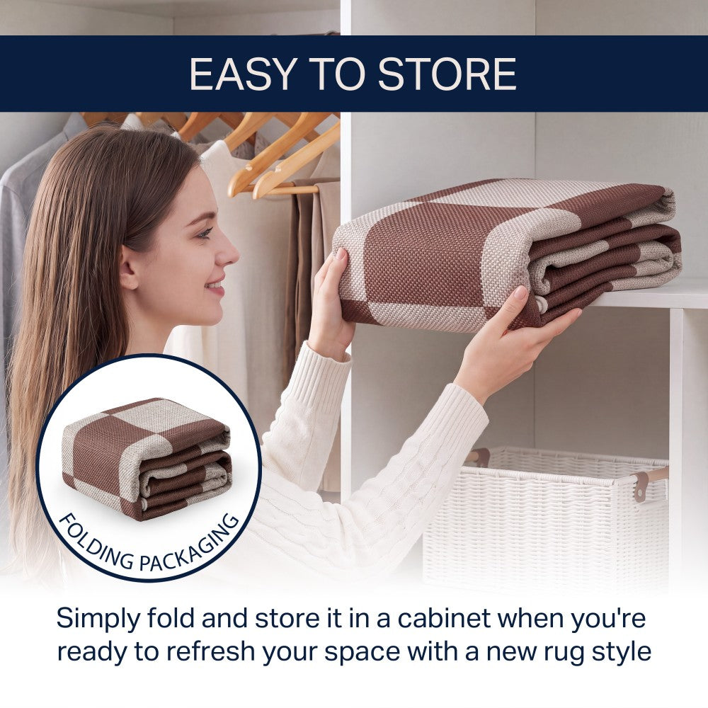 Spring Checkerboard Non-slip Machine-washable Area Rug