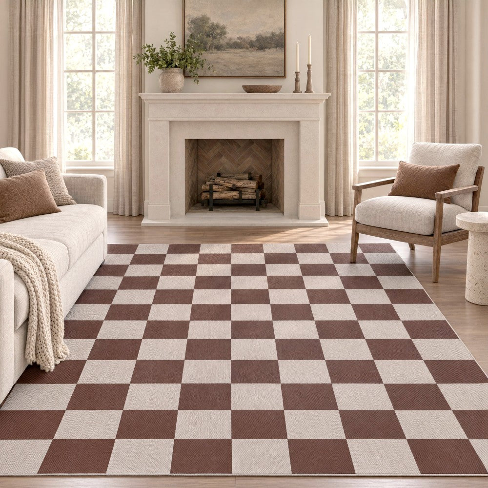 Spring Checkerboard Non-slip Machine-washable Area Rug