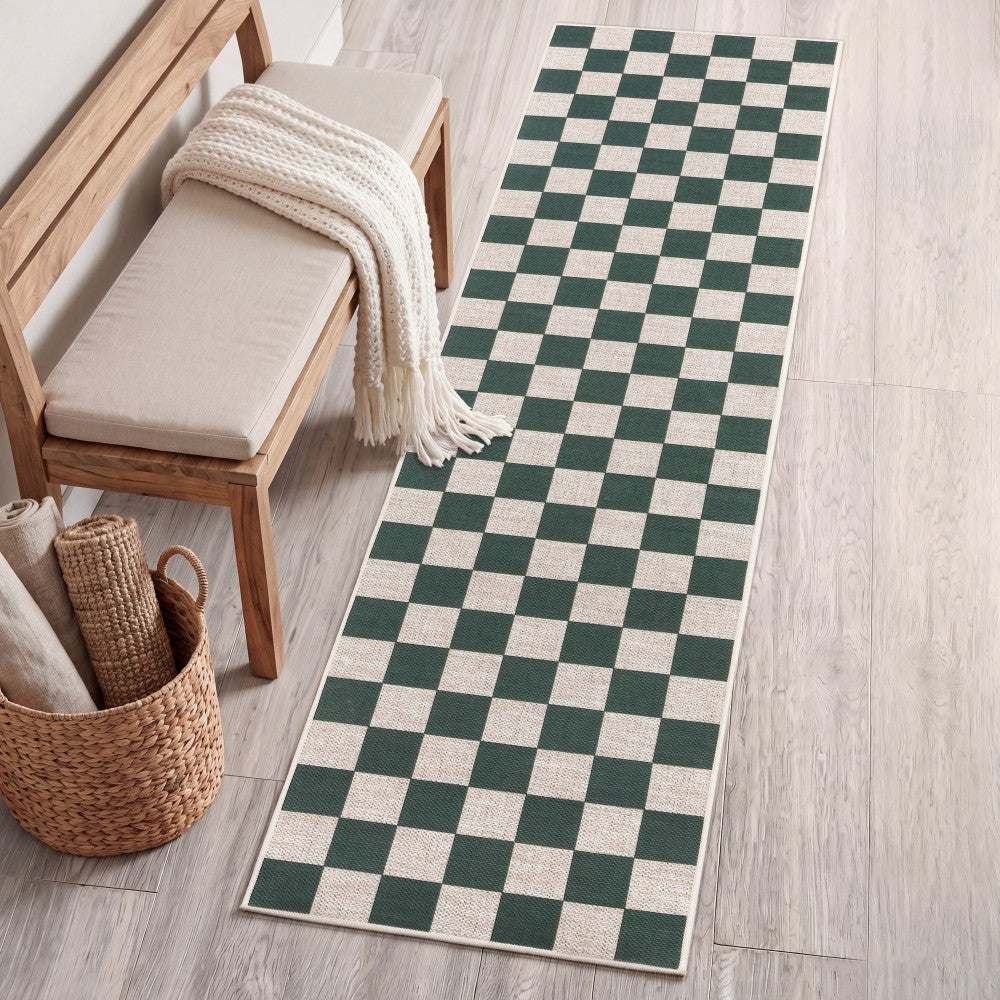 Spring Checkerboard Non-slip Machine-washable Area Rug
