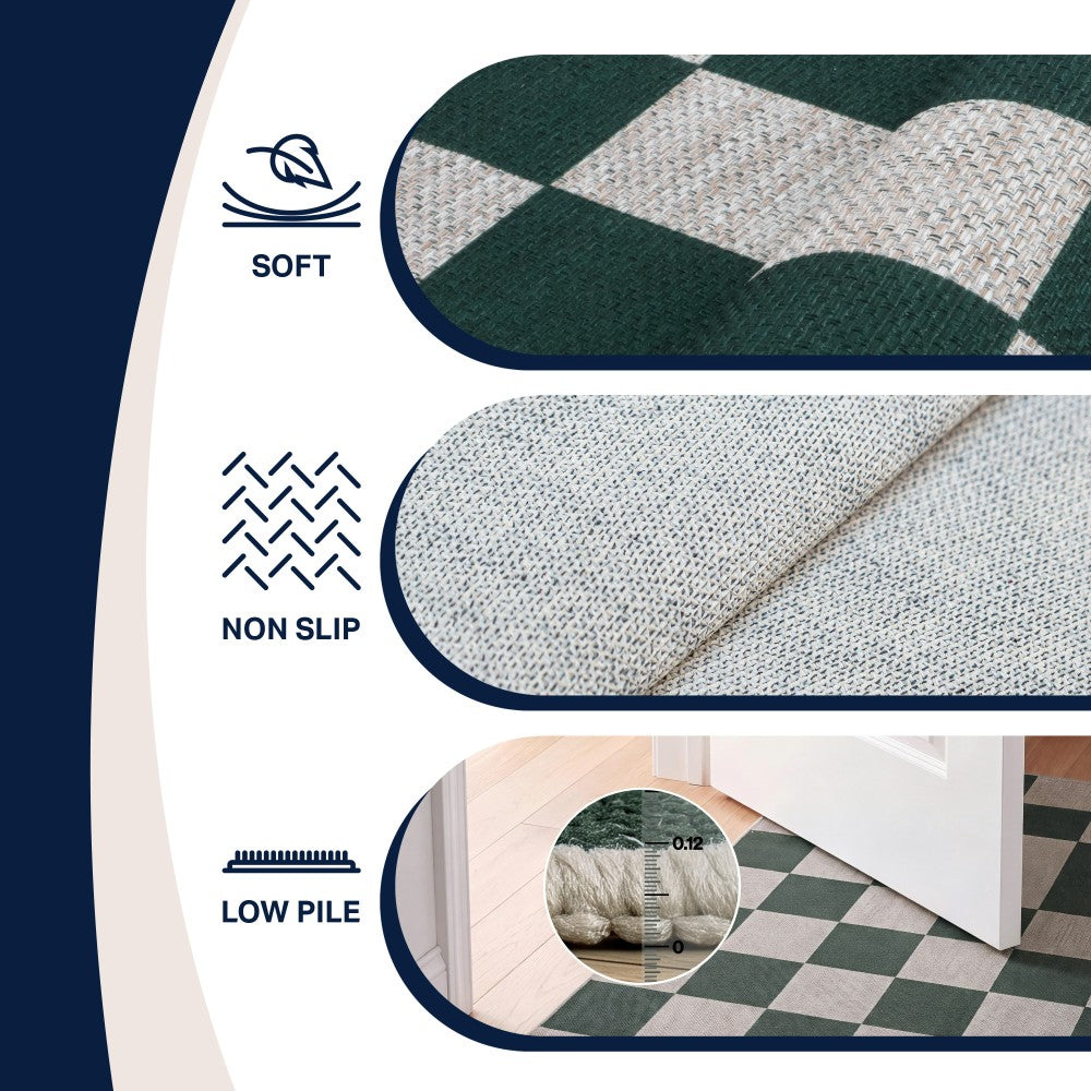 Spring Checkerboard Non-slip Machine-washable Area Rug