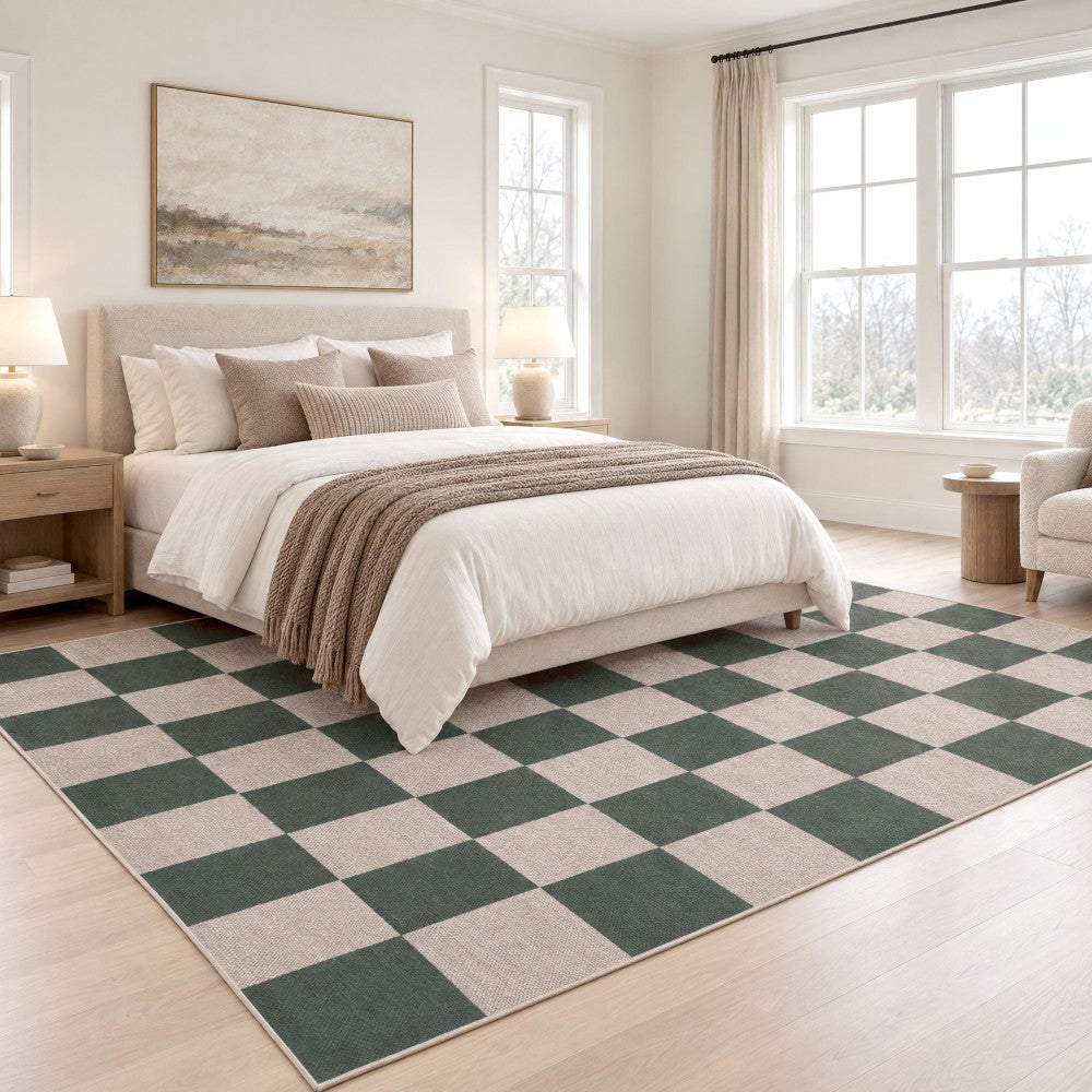 Spring Checkerboard Non-slip Machine-washable Area Rug