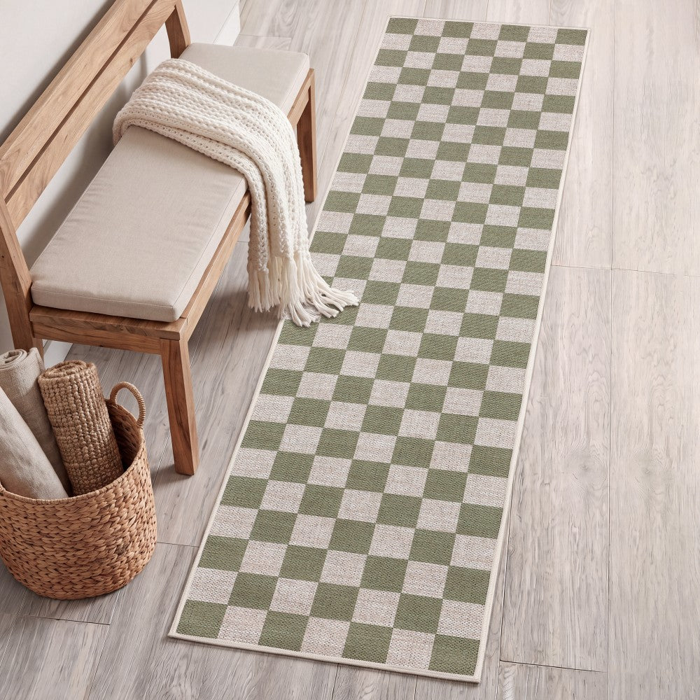 Spring Checkerboard Non-slip Machine-washable Area Rug