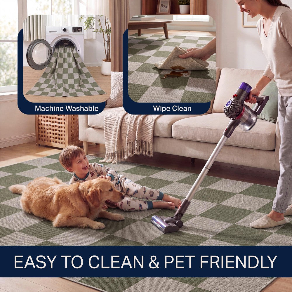 Spring Checkerboard Non-slip Machine-washable Area Rug