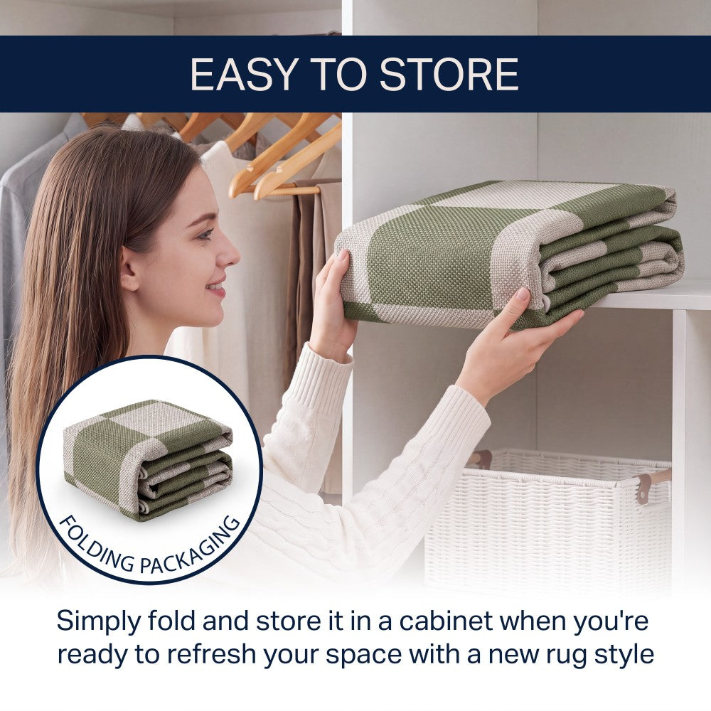 Spring Checkerboard Non-slip Machine-washable Area Rug