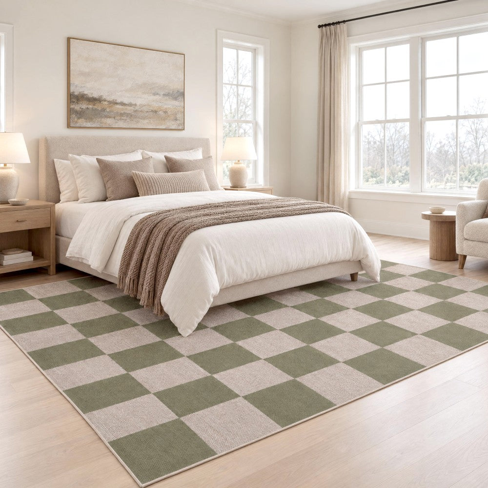 Spring Checkerboard Non-slip Machine-washable Area Rug