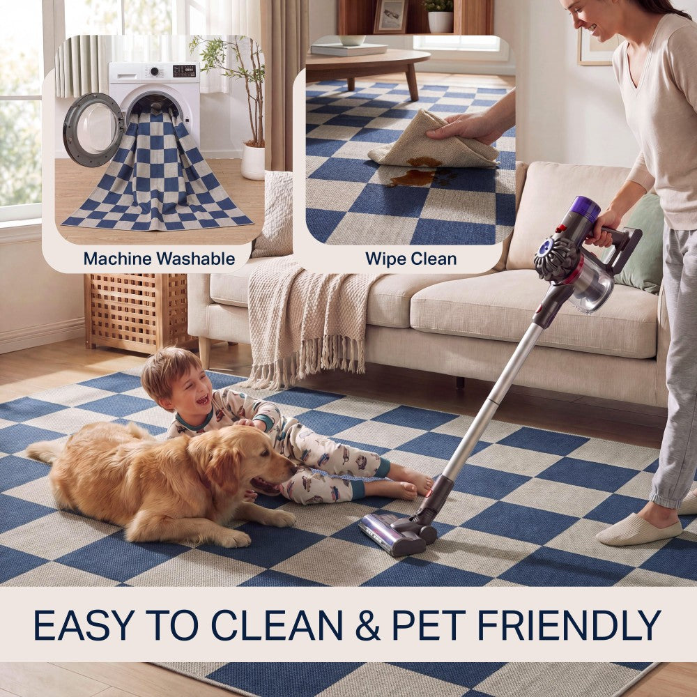Spring Checkerboard Non-slip Machine-washable Area Rug