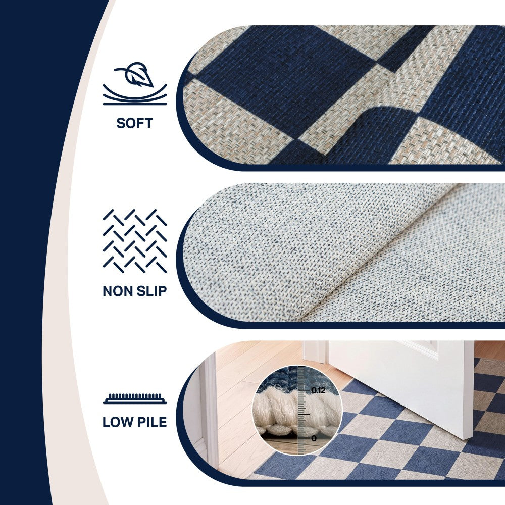 Spring Checkerboard Non-slip Machine-washable Area Rug