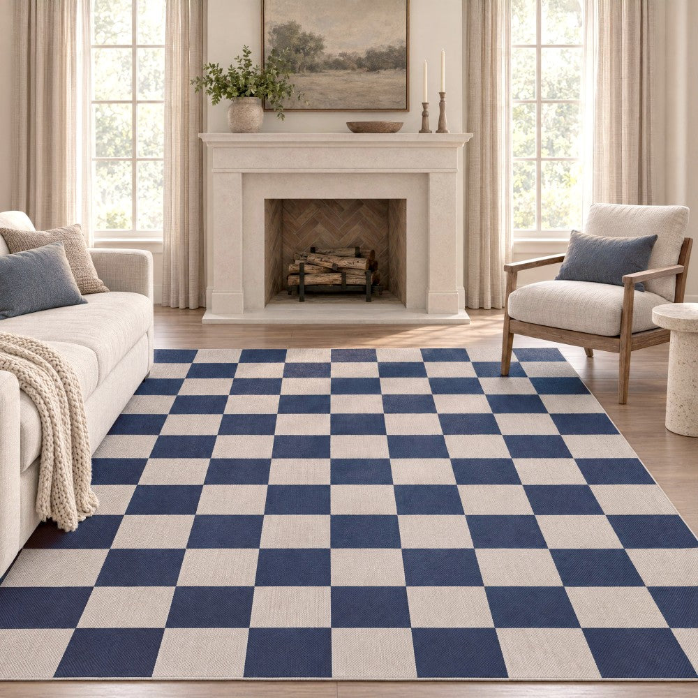 Spring Checkerboard Non-slip Machine-washable Area Rug