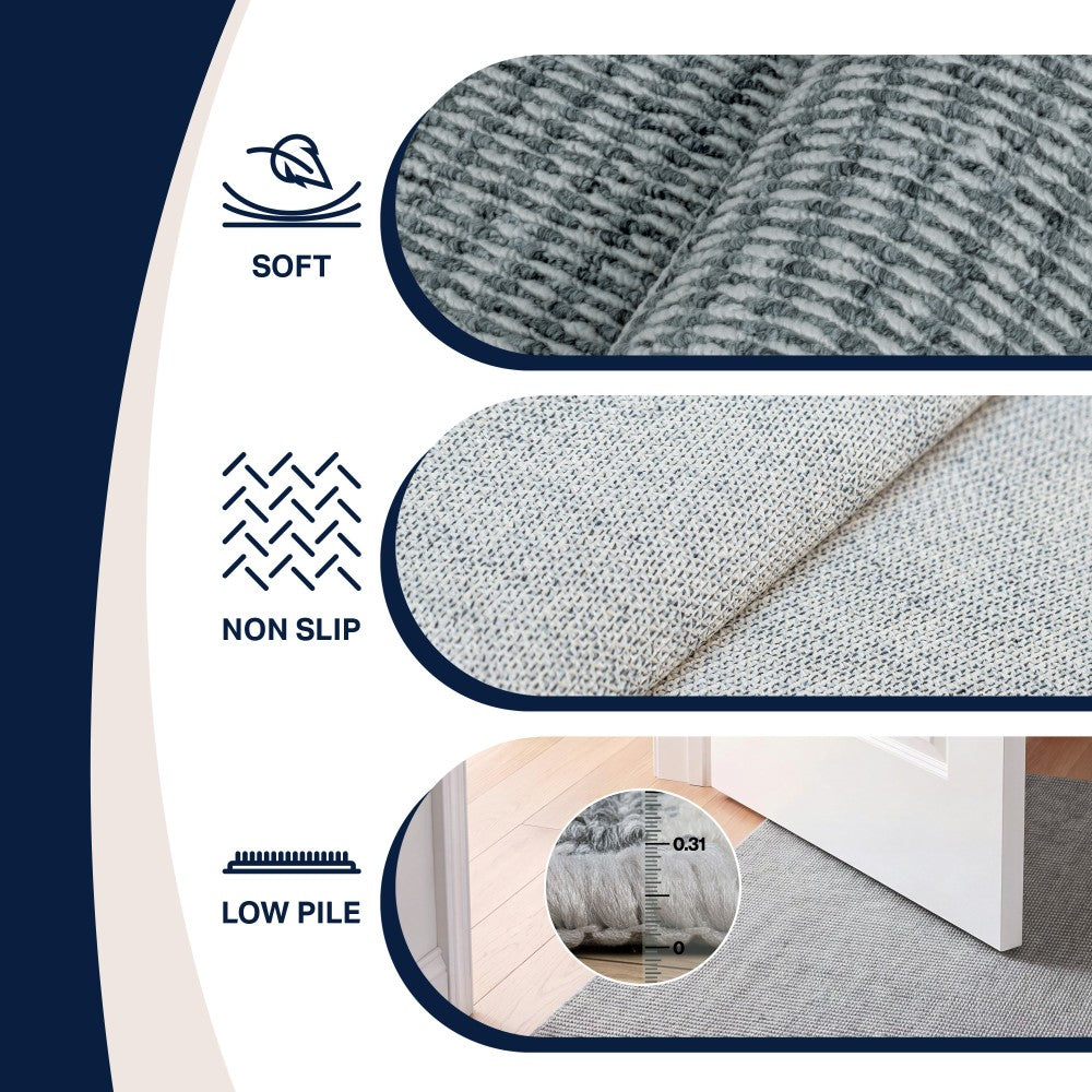 Skye Heathered Tonal Textured Non-slip Machine-washable Area Rug