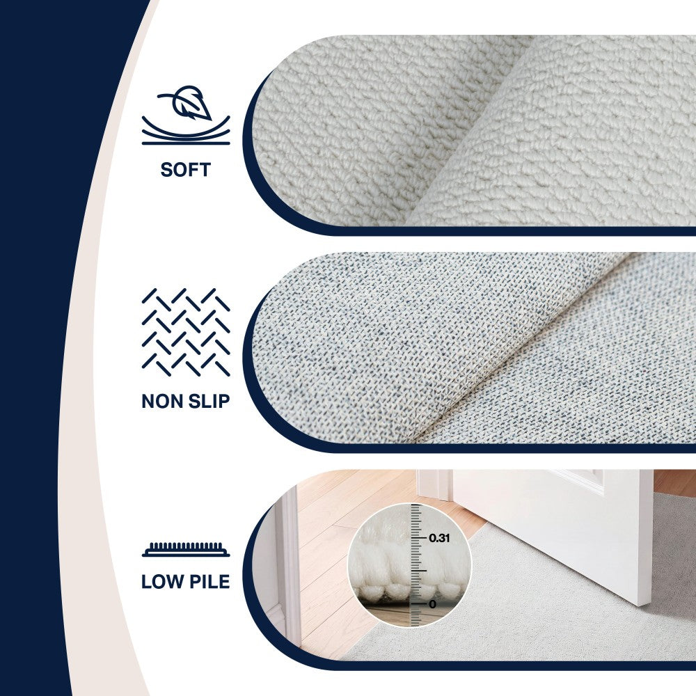 Ember Textured Solid Plain Non-slip Machine-washable Area Rug