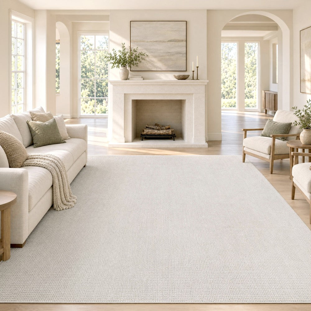 Ember Textured Solid Plain Non-slip Machine-washable Area Rug
