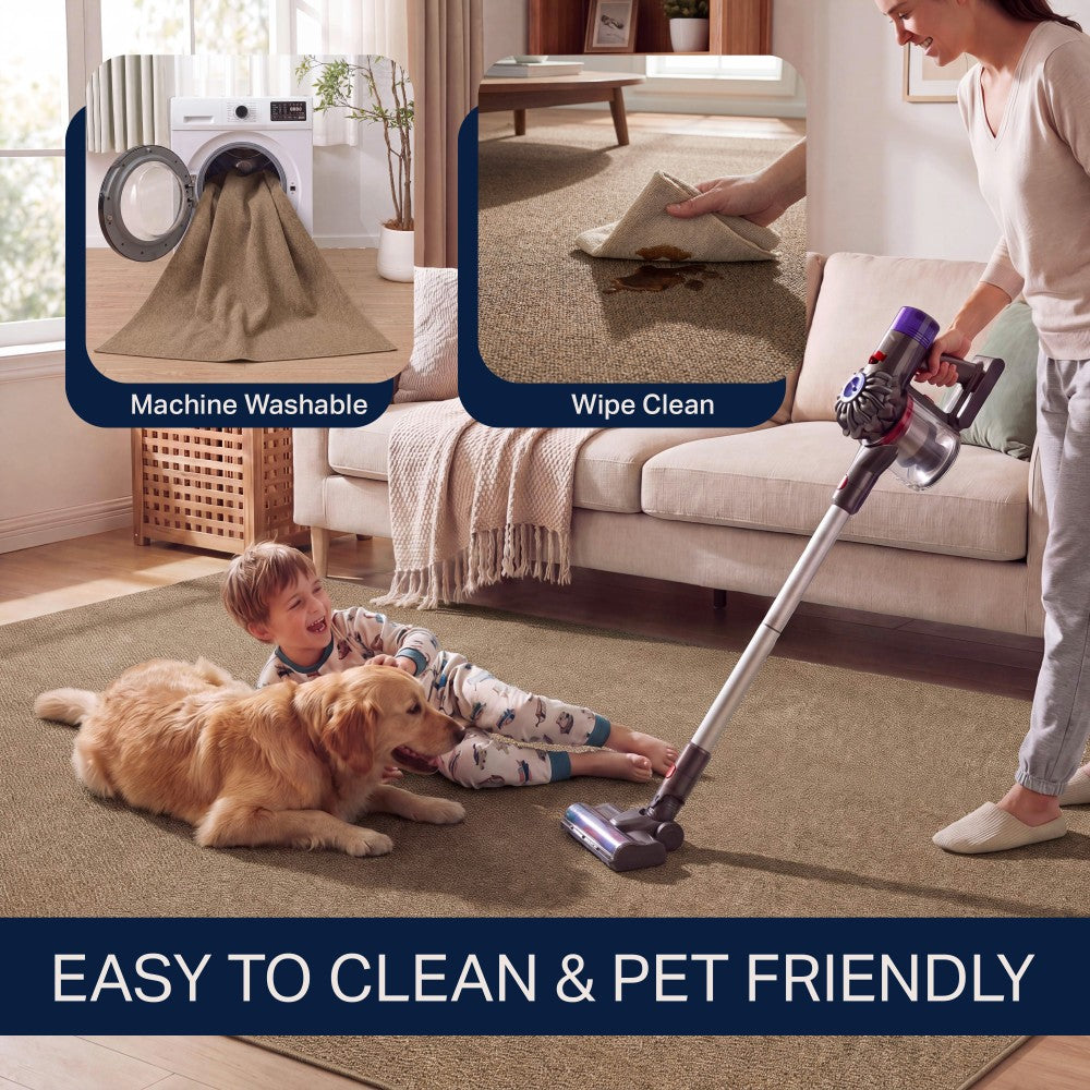 Ember Textured Solid Plain Non-slip Machine-washable Area Rug