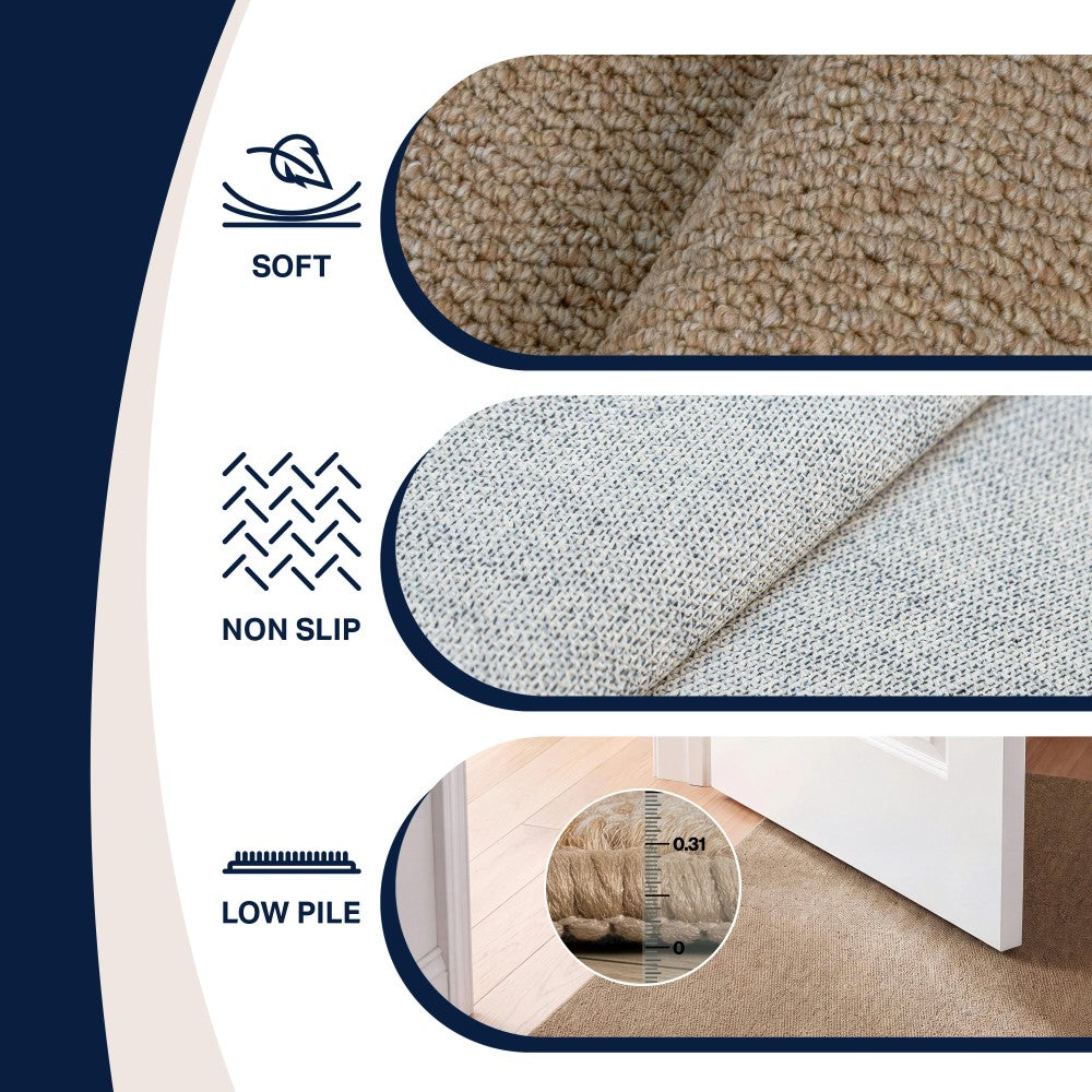 Ember Textured Solid Plain Non-slip Machine-washable Area Rug