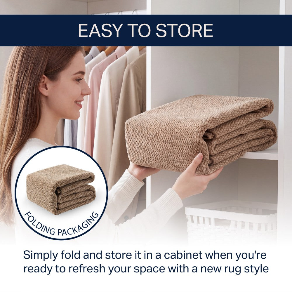 Ember Textured Solid Plain Non-slip Machine-washable Area Rug