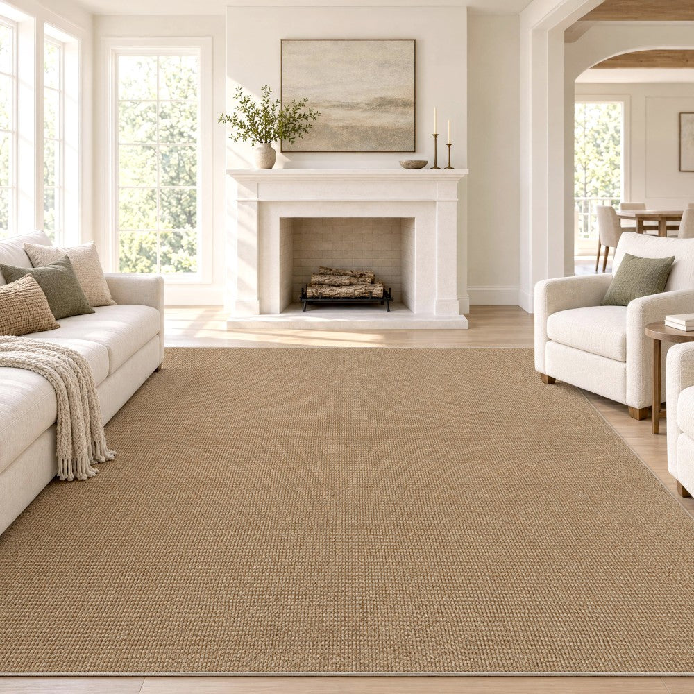 Ember Textured Solid Plain Non-slip Machine-washable Area Rug