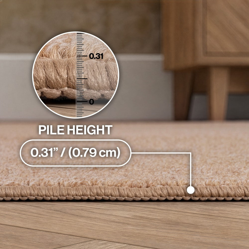Ember Textured Solid Plain Non-slip Machine-washable Area Rug