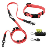 Shri 8FT Adjustable 6-in-1 Waterproof Hands-Free Leash and Collar with LED Flashlight Bag Dispenser and Poop Bag Holder