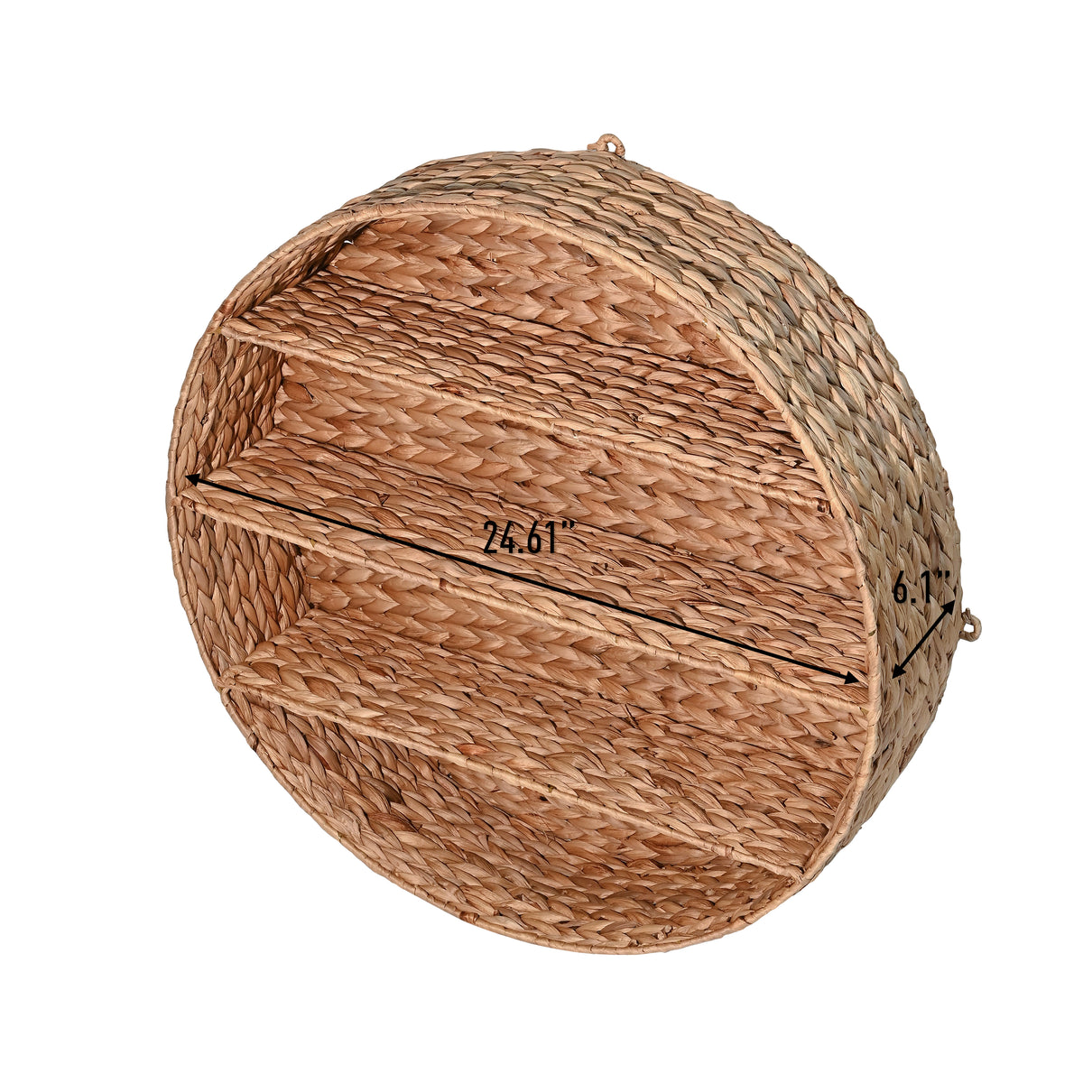 Annulus 24.5" 3-Shelf Circular Handwoven Hyacinth Wall Rack