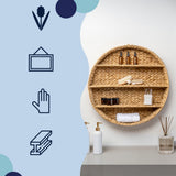 Annulus 24.5" 3-Shelf Circular Handwoven Hyacinth Wall Rack