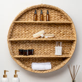 Annulus 24.5" 3-Shelf Circular Handwoven Hyacinth Wall Rack
