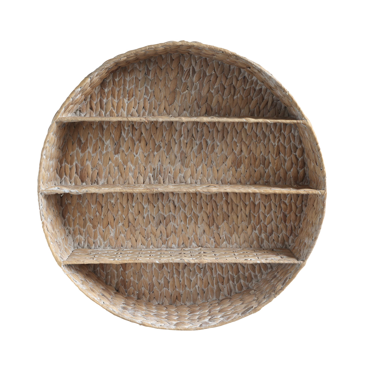 Annulus 24.5" 3-Shelf Circular Handwoven Hyacinth Wall Rack