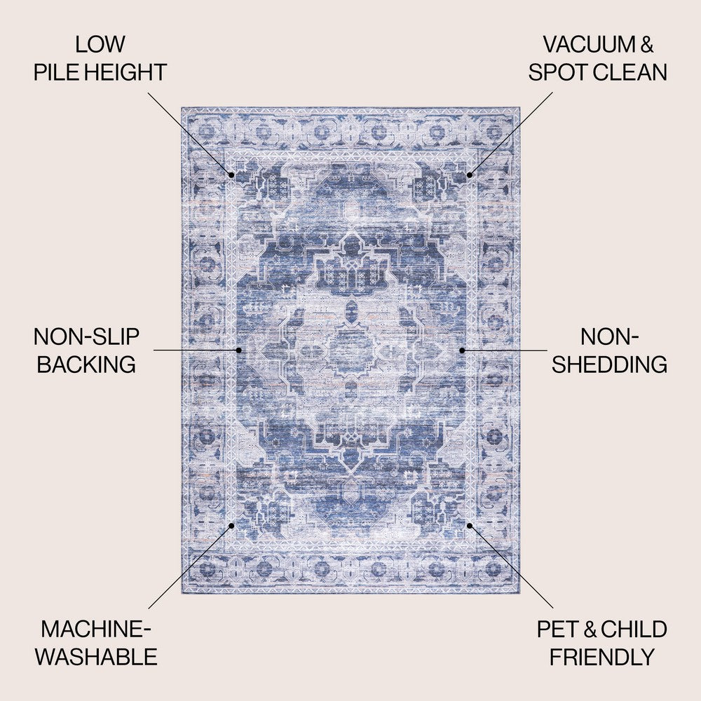 Tomlin Ornate Medallion Washable Area Rug